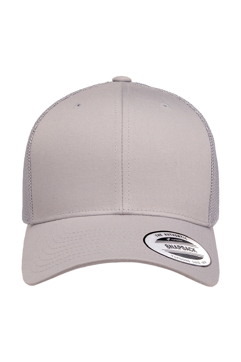 Yupoong Hats 6606 Mens Retro Snapback Trucker Hat Silver Grey Flat Front