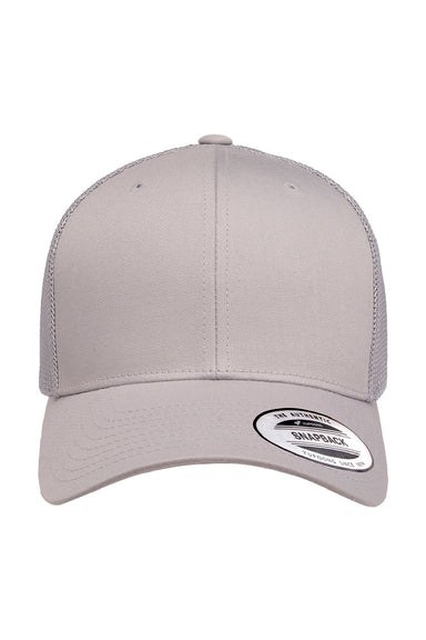 Yupoong Hats 6606 Mens Retro Snapback Trucker Hat Silver Grey Flat Front