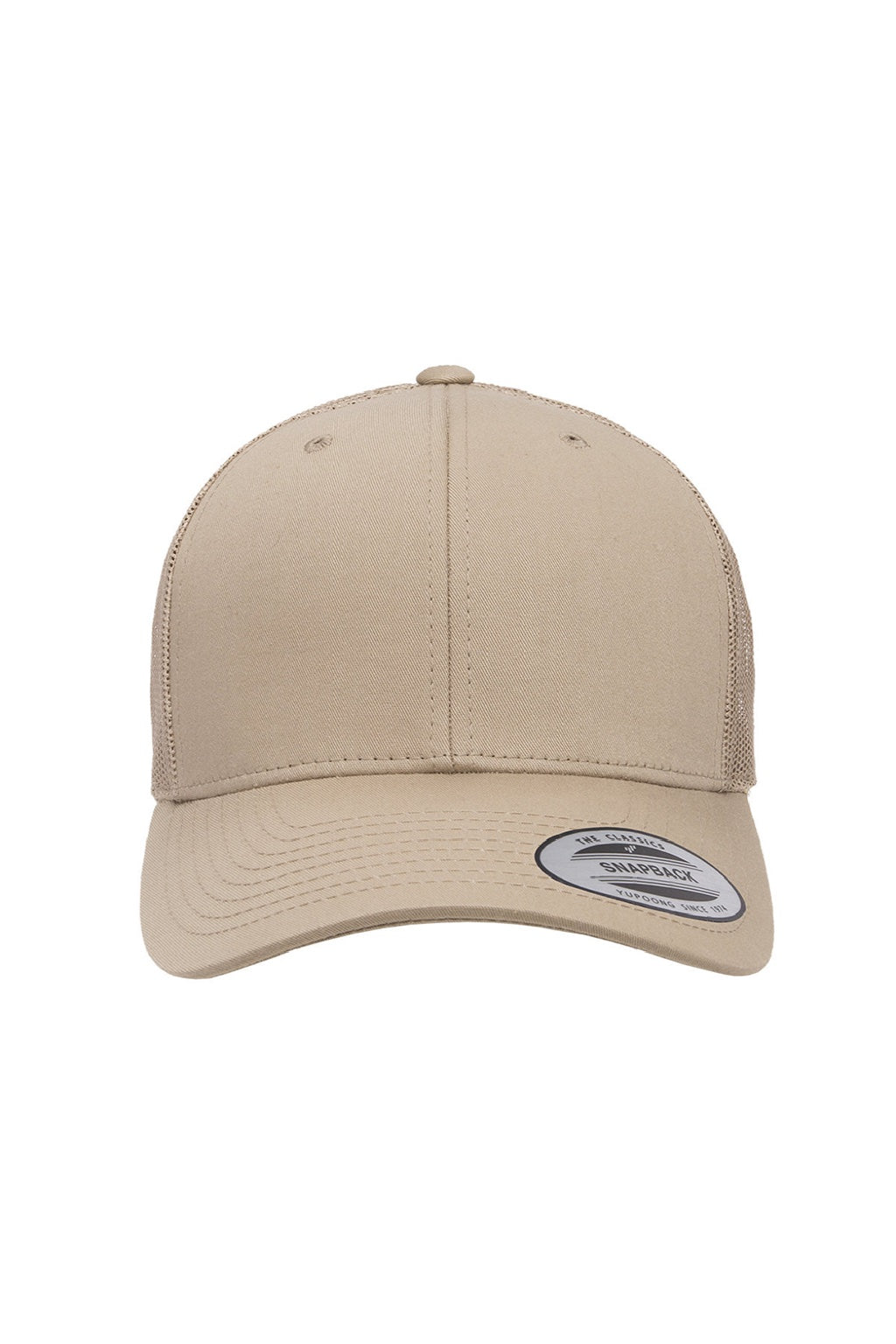 Yupoong Hats 6606 Mens Retro Snapback Trucker Hat Khaki Flat Front