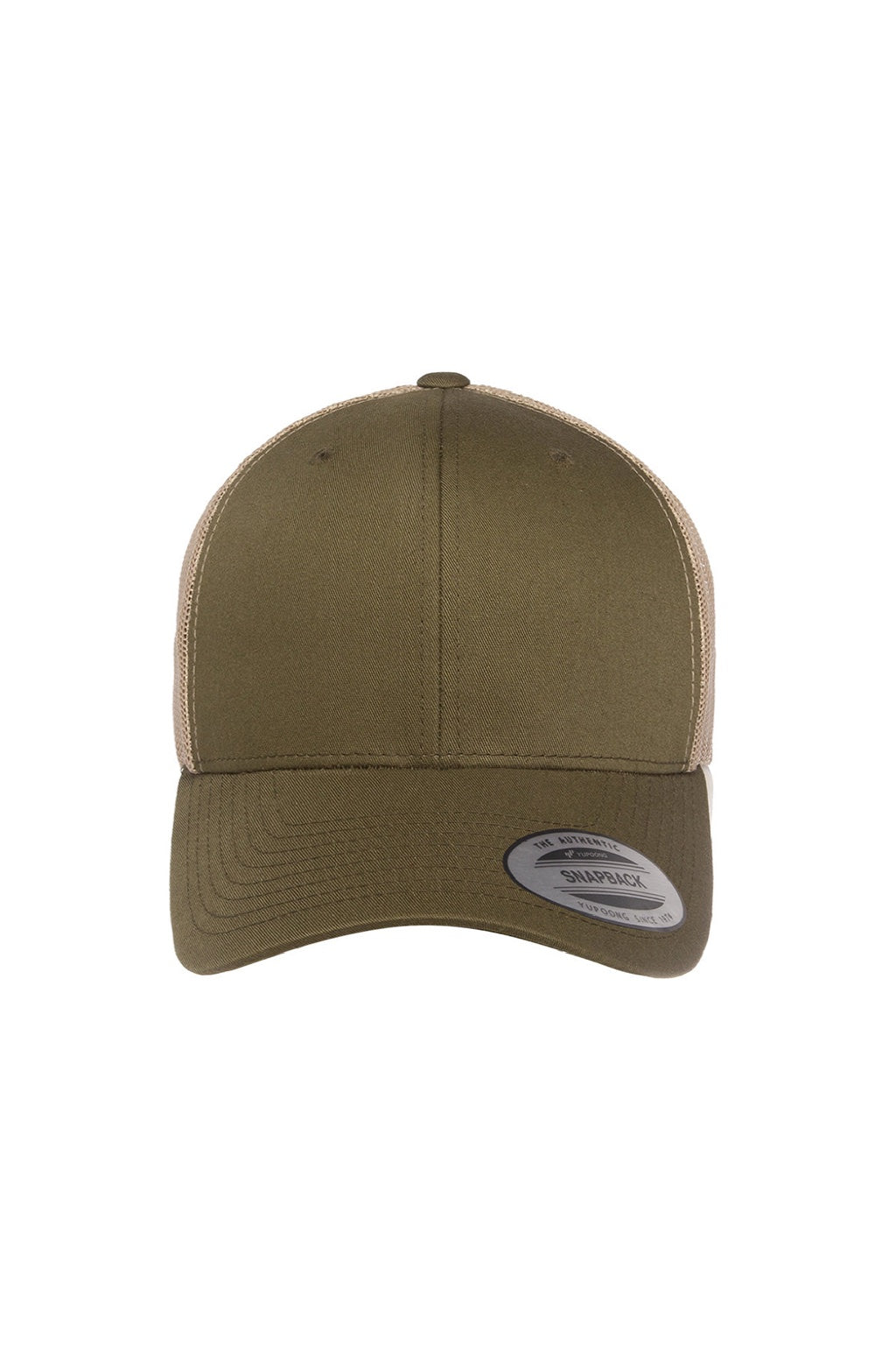 Yupoong Hats 6606 Mens Retro Snapback Trucker Hat Moss/Khaki Flat Front