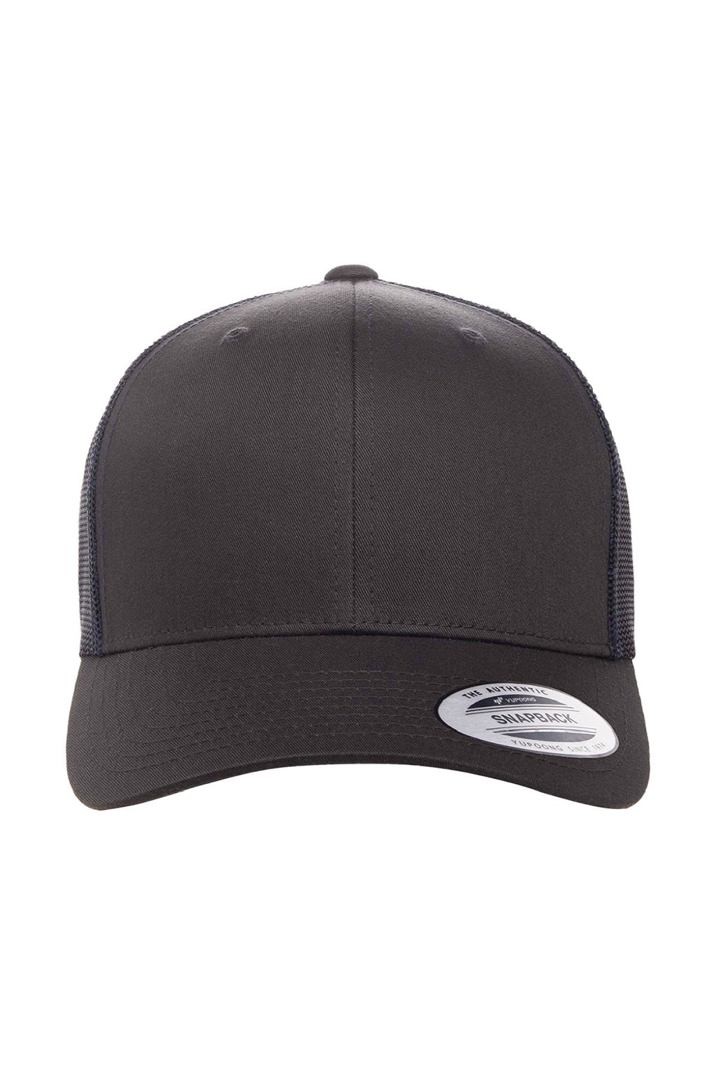 Yupoong Hats 6606 Mens Retro Snapback Trucker Hat Charcoal Grey/Navy Blue Flat Front