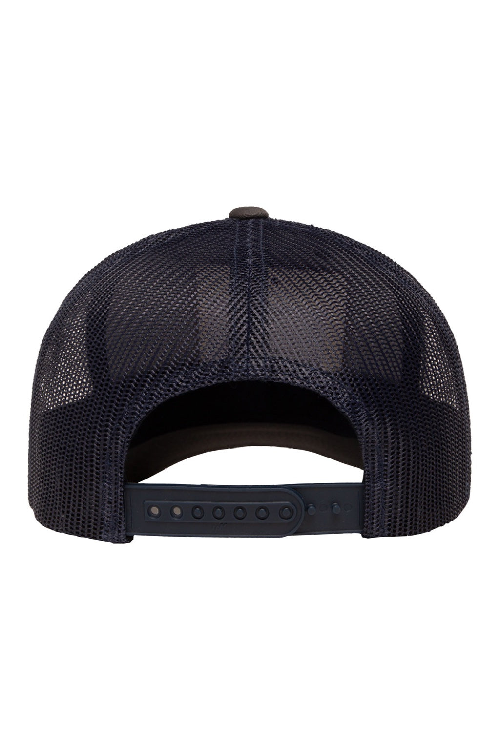 Yupoong Hats 6606 Mens Retro Snapback Trucker Hat Charcoal Grey/Navy Blue Flat Back