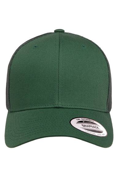 Yupoong Hats 6606 Mens Retro Snapback Trucker Hat Evergreen Flat Front