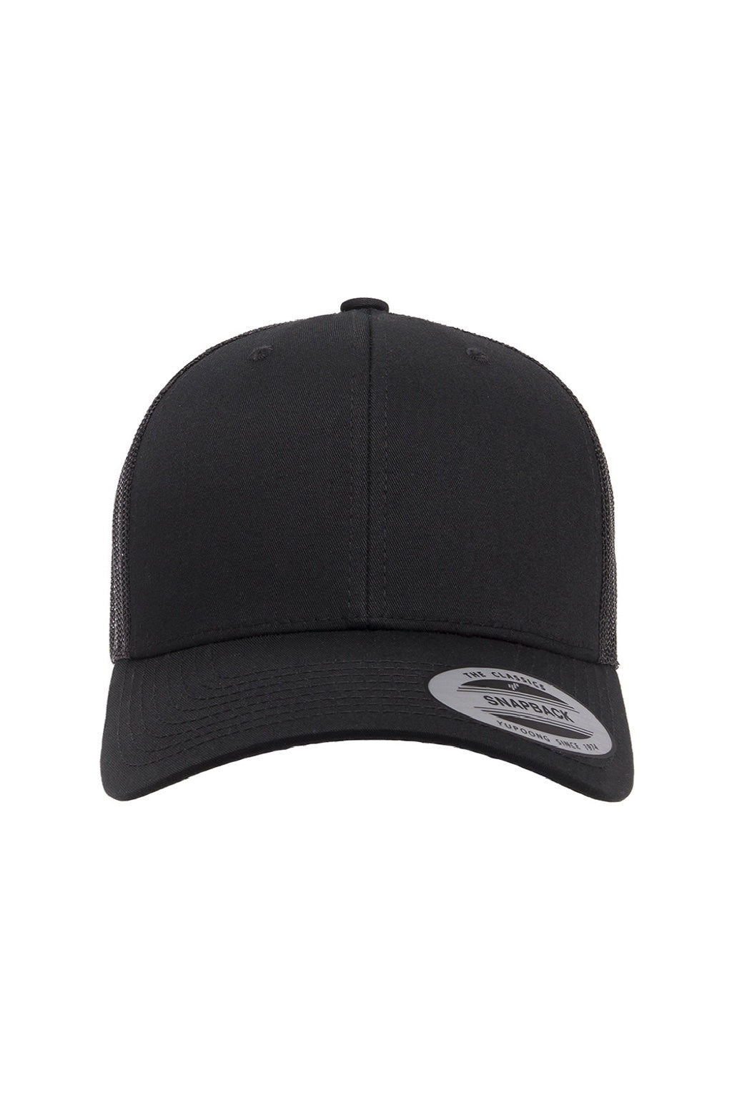 Yupoong Hats 6606 Mens Retro Snapback Trucker Hat Black Flat Front