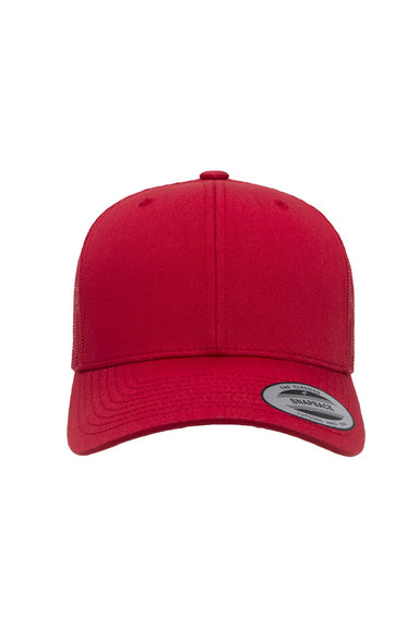 Yupoong Hats 6606 Mens Retro Snapback Trucker Hat Red Flat Front
