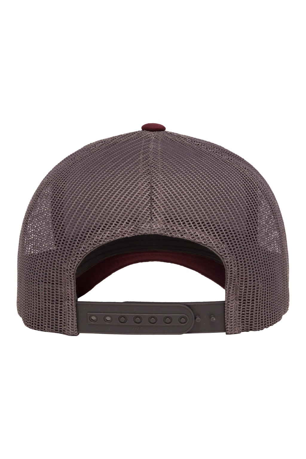 Yupoong Hats 6606 Mens Retro Snapback Trucker Hat Maroon/Grey Flat Back