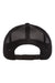Yupoong Hats 6606 Mens Retro Snapback Trucker Hat Black/White Flat Back