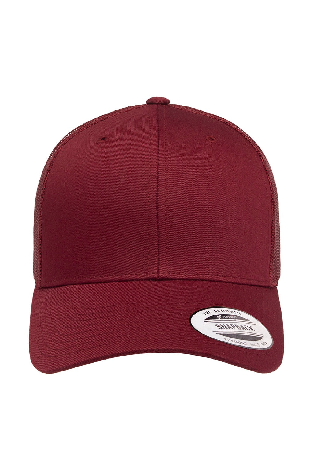 Yupoong Hats 6606 Mens Retro Snapback Trucker Hat Cranberry Red Flat Front