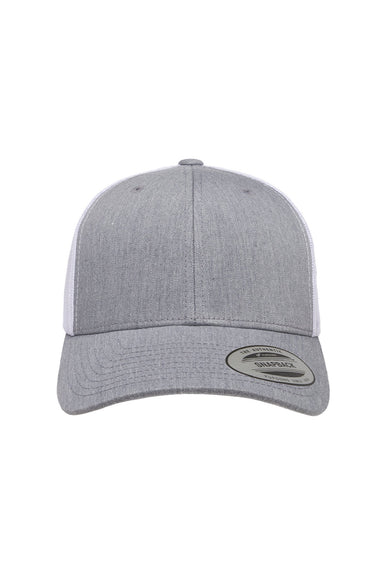 Yupoong Hats 6606 Mens Retro Snapback Trucker Hat Heather Grey/White Flat Front