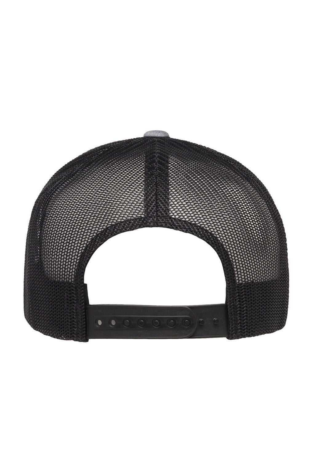 Yupoong Hats 6606 Mens Retro Snapback Trucker Hat Heather Grey/Black Flat Back
