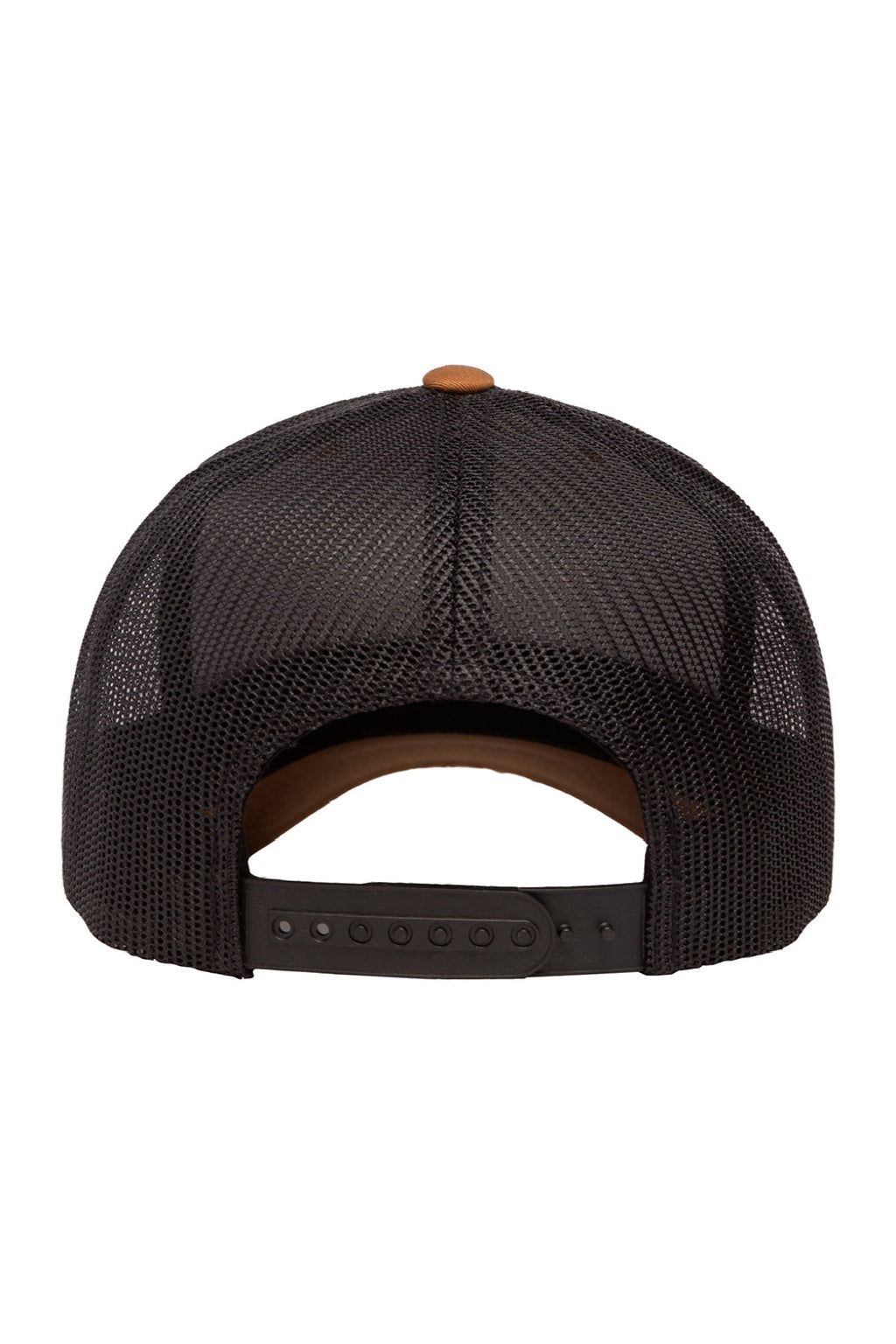 Yupoong Hats 6606 Mens Retro Snapback Trucker Hat Caramel Brown/Black Flat Back