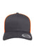 Yupoong Hats 6606 Mens Retro Snapback Trucker Hat Charcoal Grey/Neon Orange Flat Front