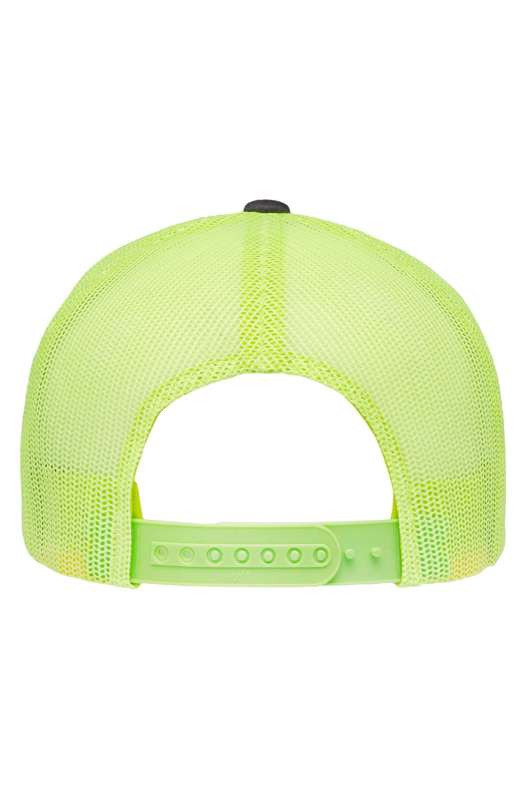 Yupoong Hats 6606 Mens Retro Snapback Trucker Hat Charcoal Grey/Neon Green Flat Back