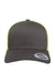 Yupoong Hats 6606 Mens Retro Snapback Trucker Hat Charcoal Grey/Neon Green Flat Front