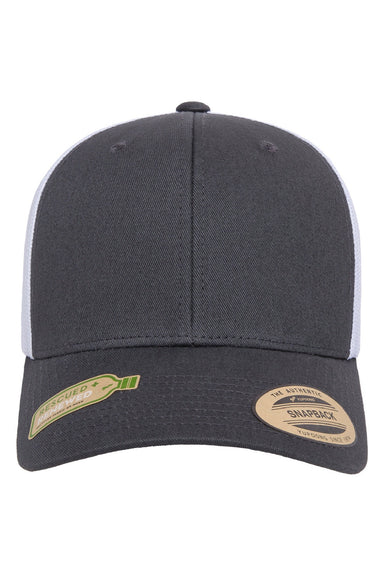 Yupoong Hats 6606R/6606RT Mens Sustainable Retro Snapback Trucker Hat Charcoal Grey/White Flat Front