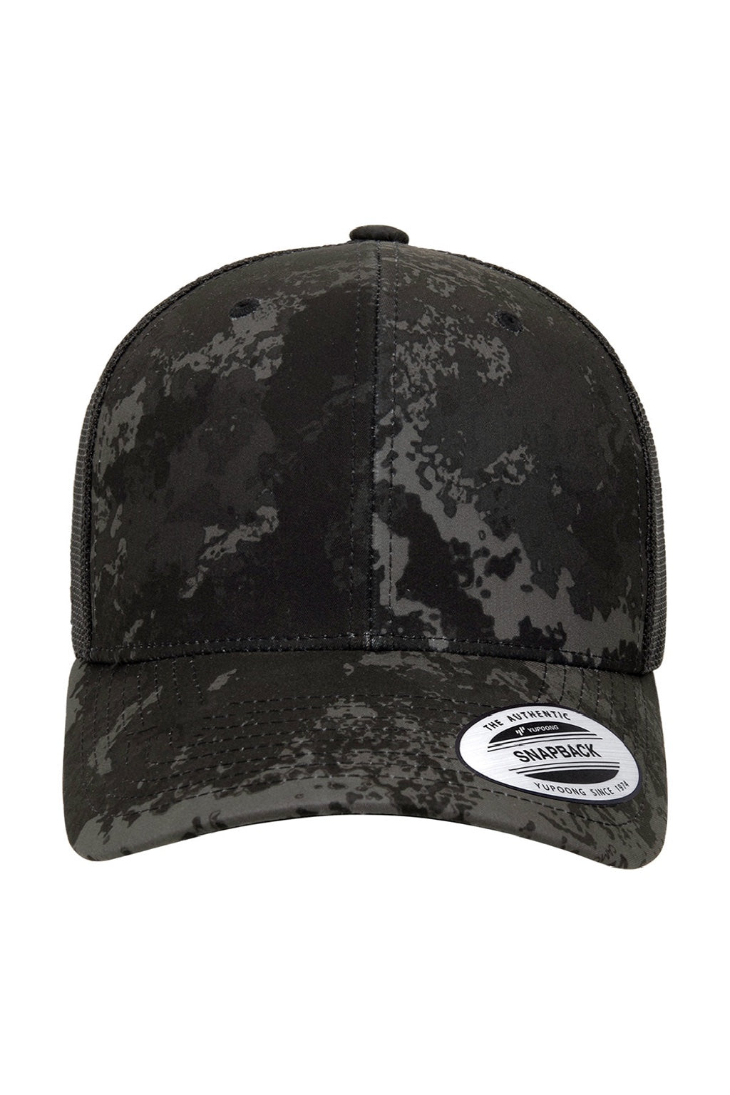 Yupoong Hats 6606VC Mens Veil Retro Snapback Trucker Hat Poseidon Black Flat Front