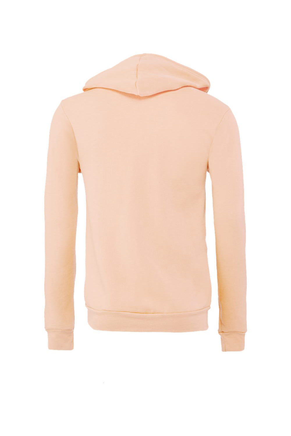 Bella + Canvas BC3739/3739 Mens Fleece Full Zip Hooded Sweatshirt Hoodie w/ Pockets Peach Flat Back