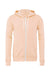 Bella + Canvas BC3739/3739 Mens Fleece Full Zip Hooded Sweatshirt Hoodie w/ Pockets Peach Flat Front