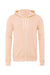 Bella + Canvas BC3739/3739 Mens Fleece Full Zip Hooded Sweatshirt Hoodie Peach Flat Front
