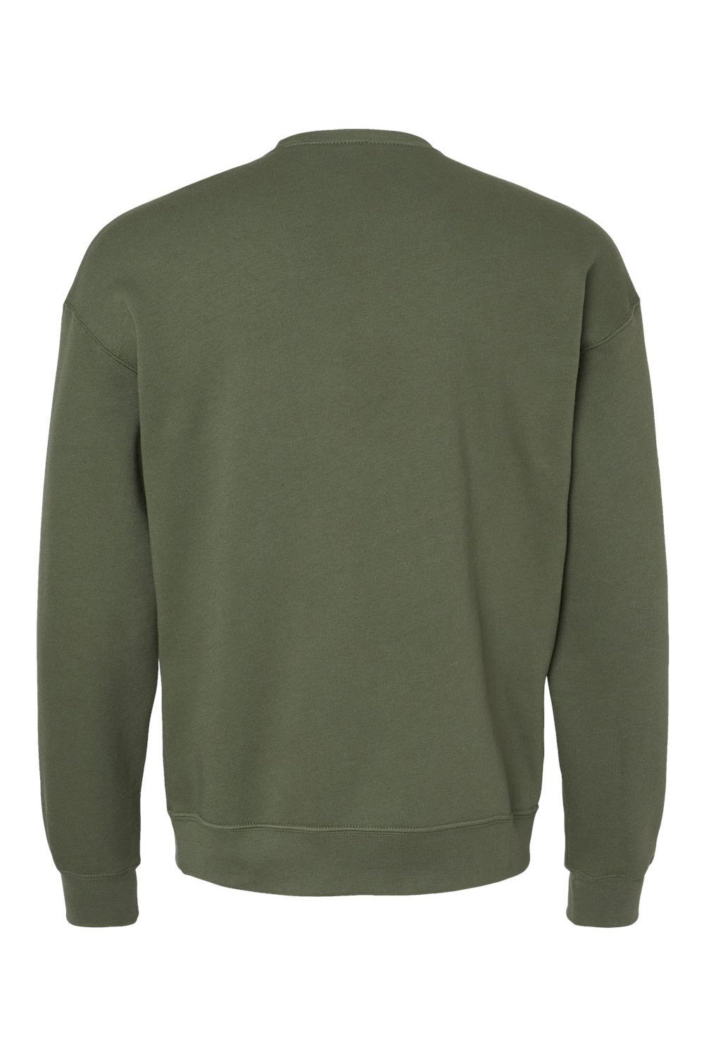 Bella + Canvas BC3945/3945 Mens Fleece Crewneck Sweatshirt Military Green Flat Back