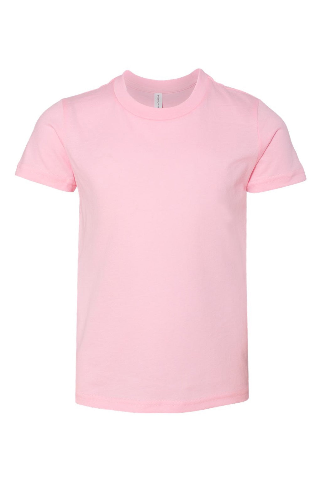 Bella + Canvas BC3001Y/3001Y Youth Jersey Short Sleeve Crewneck T-Shirt Pink Flat Front