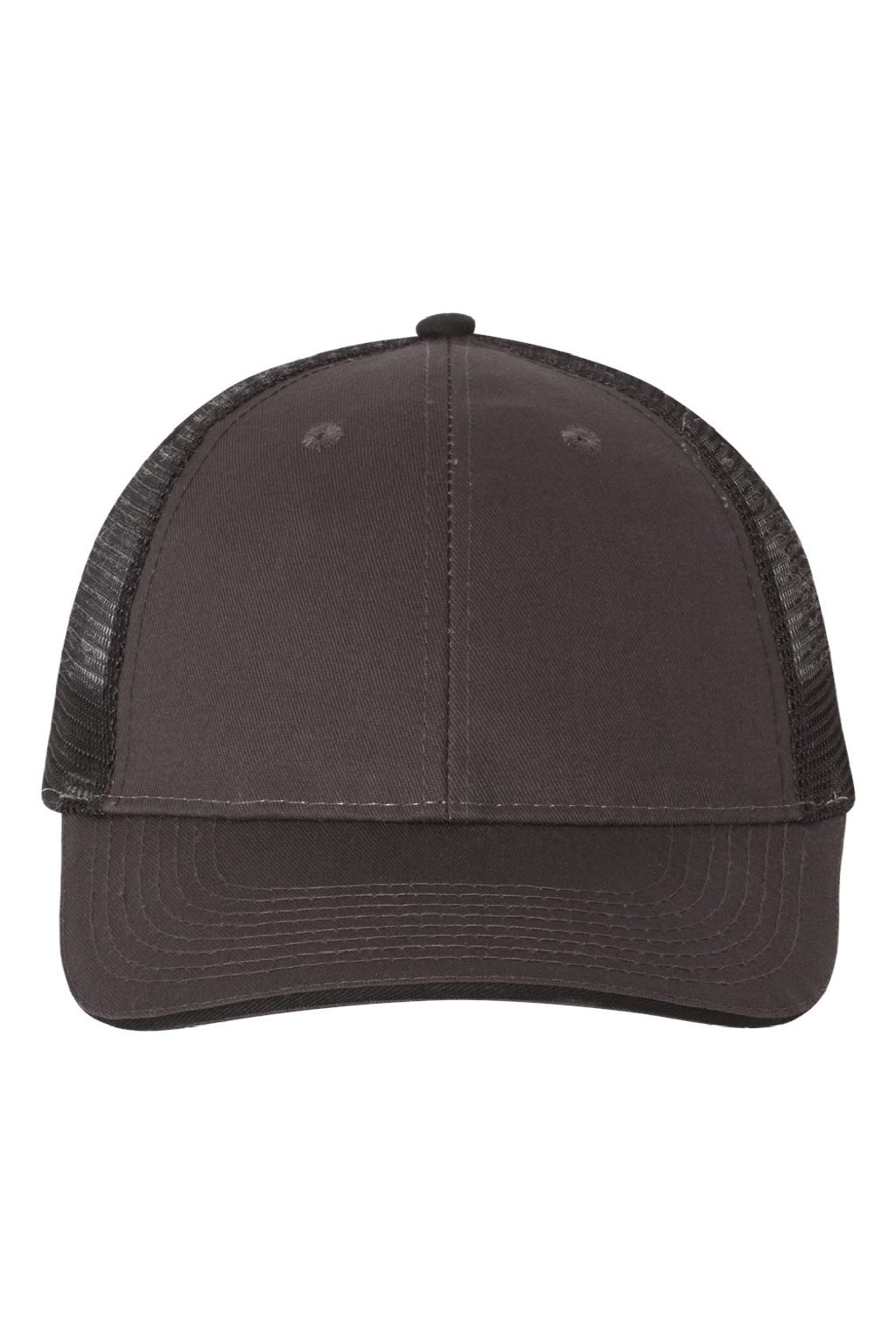 Valucap Hats S102 Mens Sandwich Bill Adjustable Trucker Hat Charcoal Grey/Black Flat Front