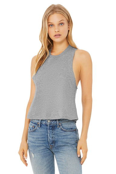Bella + Canvas BC6682/6682 Womens Cropped Tank Top Heather Grey Model Front