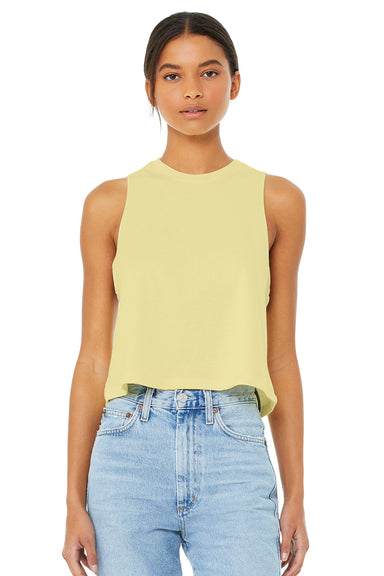Bella + Canvas BC6682/6682 Womens Cropped Tank Top Heather French Vanilla Model Front