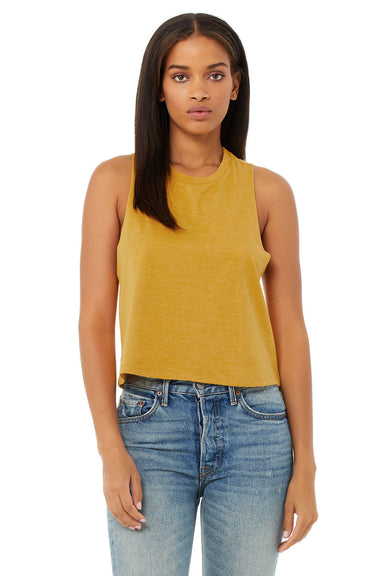 Bella + Canvas BC6682/6682 Womens Cropped Tank Top Heather Mustard Yellow Model Front