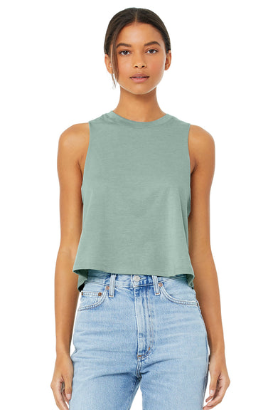 Bella + Canvas BC6682/6682 Womens Cropped Tank Top Heather Dusty Blue Model Front