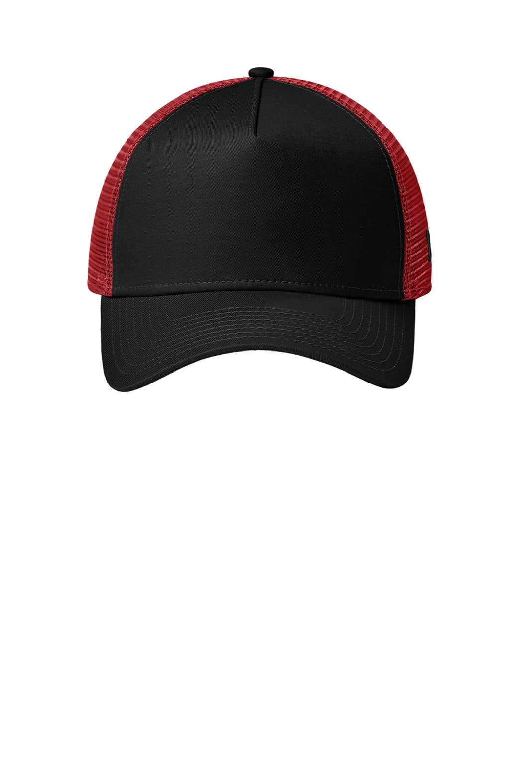 New Era Hats NE205 Mens Adjustable Trucker Hat Flag Black/Scarlet Red Flat Front