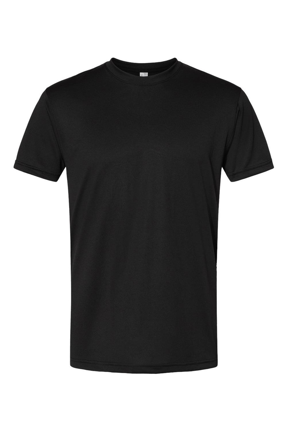 Bayside 5300 Mens USA Made Performance Short Sleeve Crewneck T-Shirt Black Flat Front