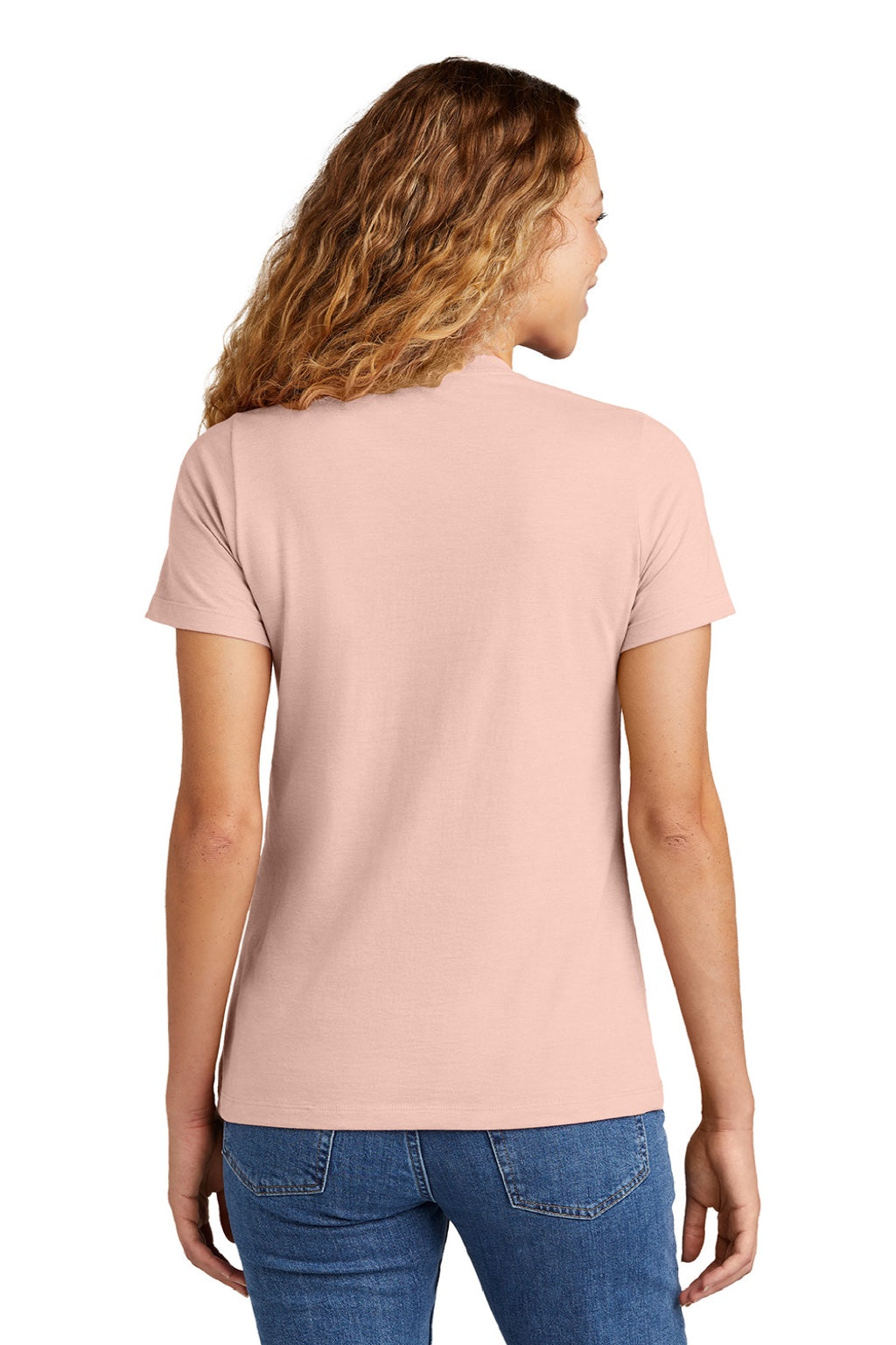Gildan 64001LCVC Womens Softstyle CVC Short Sleeve Crewneck T-Shirt Dusty Rose Pink Model Back