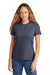 Gildan 64001LCVC Womens Softstyle CVC Short Sleeve Crewneck T-Shirt Navy Blue Mist Model Front