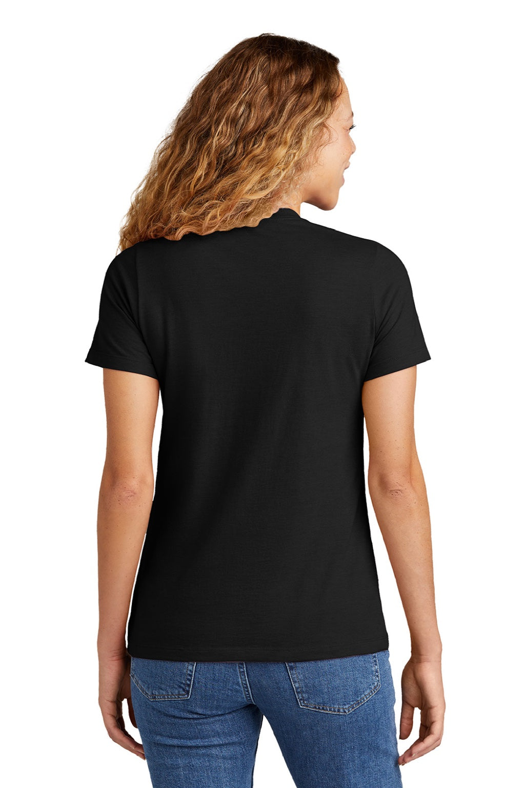 Gildan 64001LCVC Womens Softstyle CVC Short Sleeve Crewneck T-Shirt Pitch Black Model Back