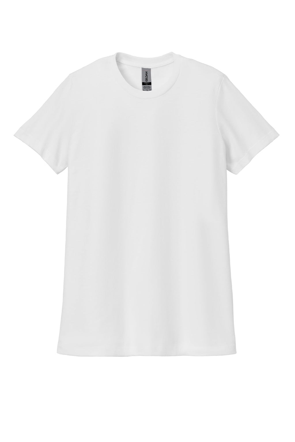 Gildan 64001LCVC Womens Softstyle CVC Short Sleeve Crewneck T-Shirt White Flat Front