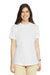 Gildan 64001LCVC Womens Softstyle CVC Short Sleeve Crewneck T-Shirt White Model Front