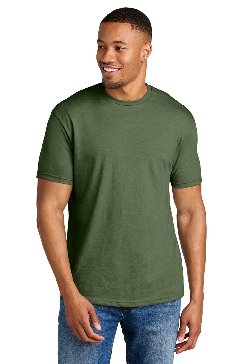 Gildan 64000CVC Mens Softstyle CVC Short Sleeve Crewneck T-Shirt Cactus Green Model Front
