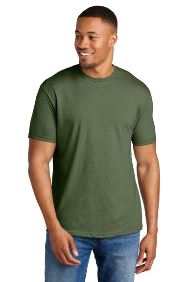 Gildan 64000CVC Mens Softstyle CVC Short Sleeve Crewneck T-Shirt Cactus Green Model Front