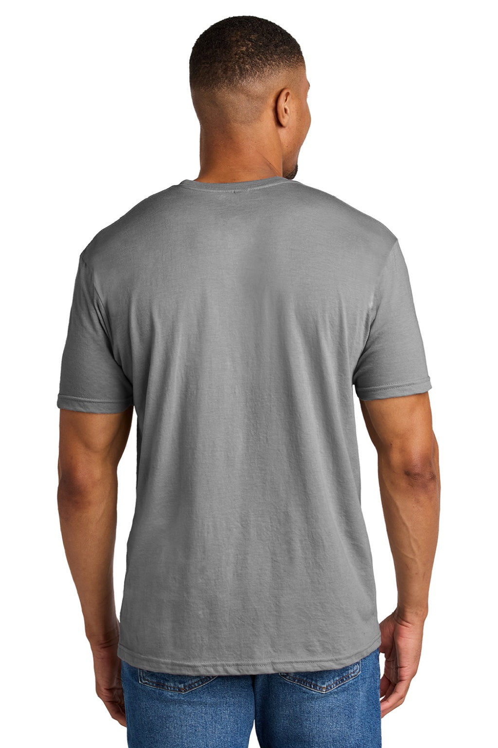 Gildan 64000CVC Mens Softstyle CVC Short Sleeve Crewneck T-Shirt Cement Grey Model Back