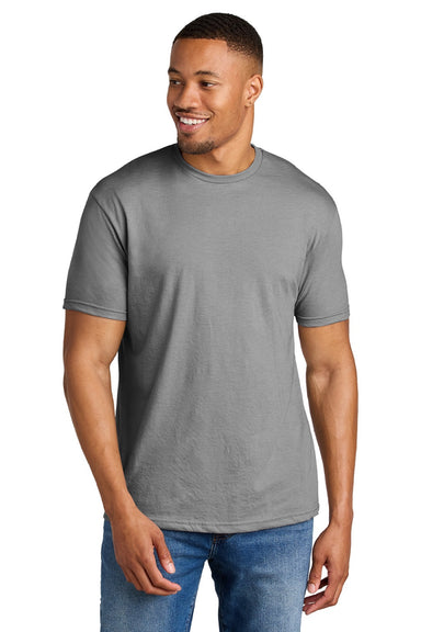 Gildan 64000CVC Mens Softstyle CVC Short Sleeve Crewneck T-Shirt Cement Grey Model Front