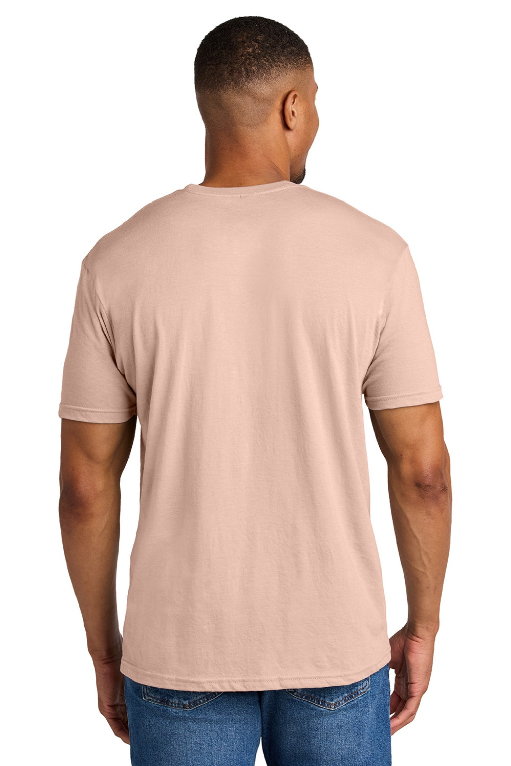 Gildan 64000CVC Mens Softstyle CVC Short Sleeve Crewneck T-Shirt Dusty Rose Pink Model Back