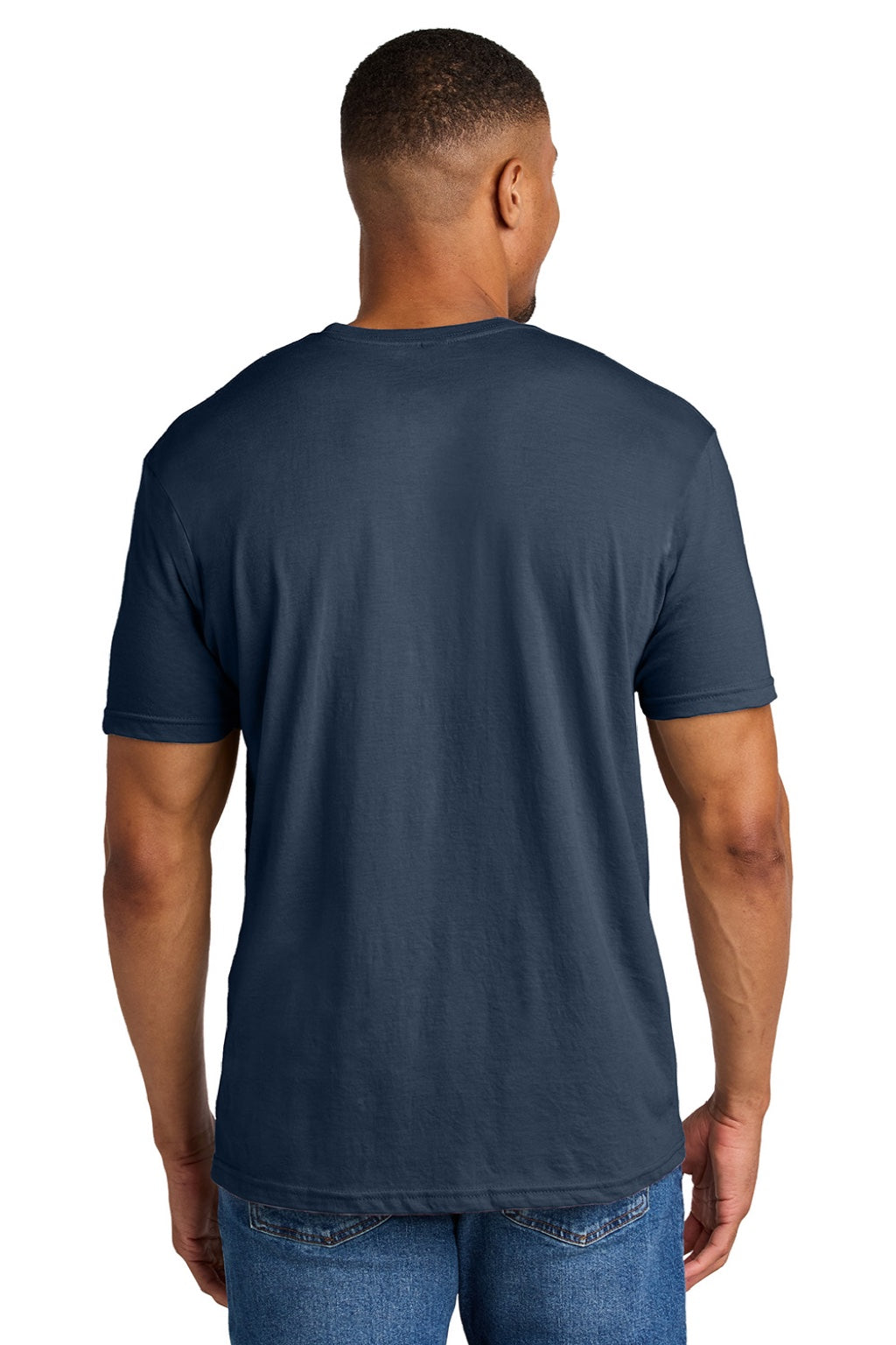 Gildan 64000CVC Mens Softstyle CVC Short Sleeve Crewneck T-Shirt Navy Blue Mist Model Back
