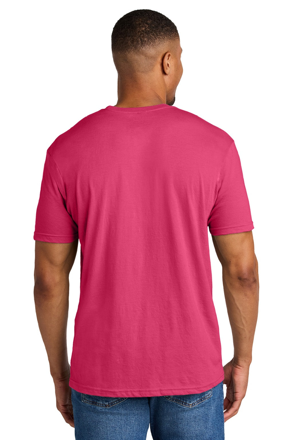 Gildan 64000CVC Mens Softstyle CVC Short Sleeve Crewneck T-Shirt Pink Lemonade Mist Model Back