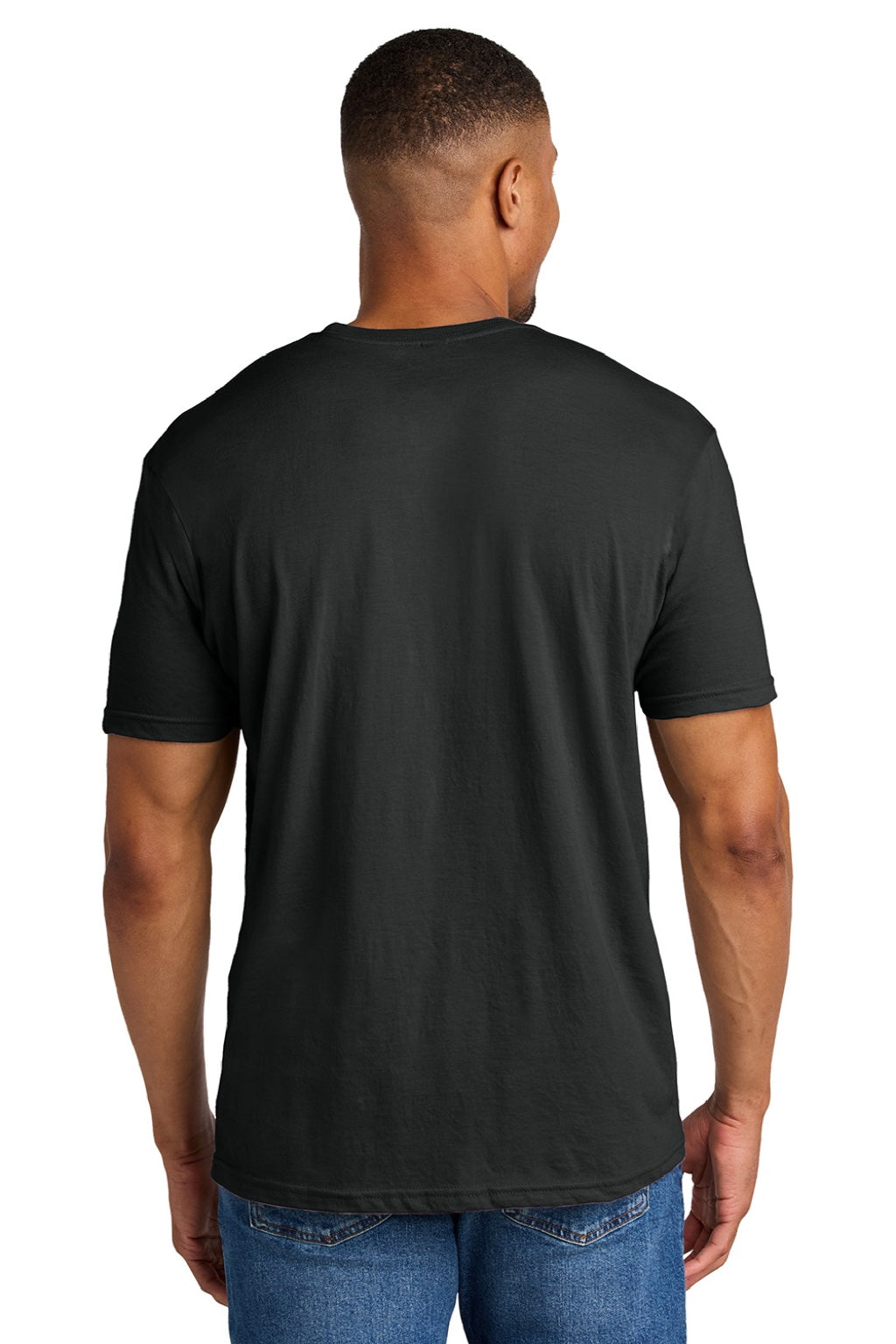 Gildan 64000CVC Mens Softstyle CVC Short Sleeve Crewneck T-Shirt Pitch Black Mist Model Back