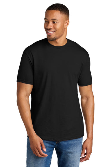 Gildan 64000CVC Mens Softstyle CVC Short Sleeve Crewneck T-Shirt Pitch Black Model Front