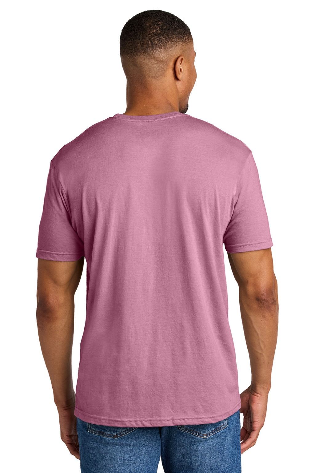 Gildan 64000CVC Mens Softstyle CVC Short Sleeve Crewneck T-Shirt Plumrose Pink Model Back