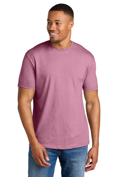 Gildan 64000CVC Mens Softstyle CVC Short Sleeve Crewneck T-Shirt Plumrose Pink Model Front