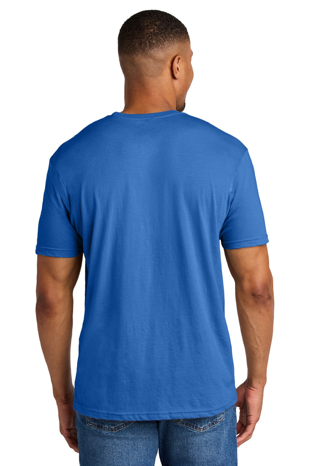 Gildan 64000CVC Mens Softstyle CVC Short Sleeve Crewneck T-Shirt Royal Blue Mist Model Back
