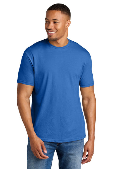 Gildan 64000CVC Mens Softstyle CVC Short Sleeve Crewneck T-Shirt Royal Blue Mist Model Front